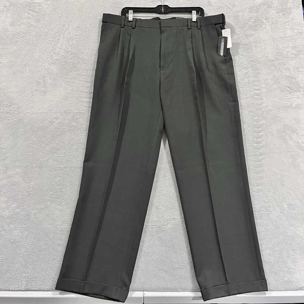 Van Heusen Dress Pants‎ Men's 40x32* Gray Microfiber Double Pleated No Iron